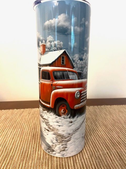 Winter Barn Old Truck Tumbler