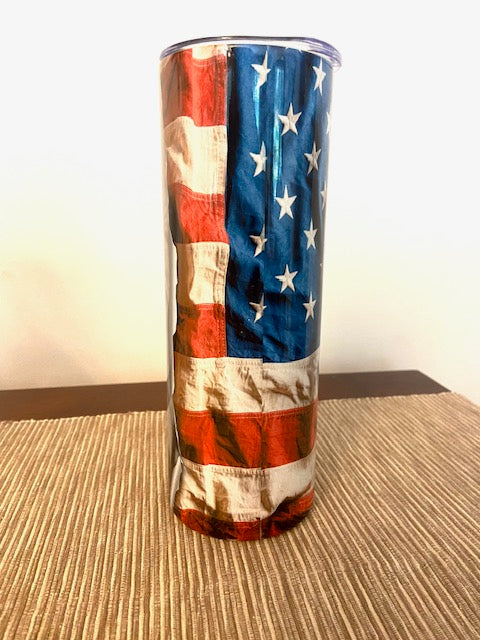 Bald Eagle Face Flag Tumbler