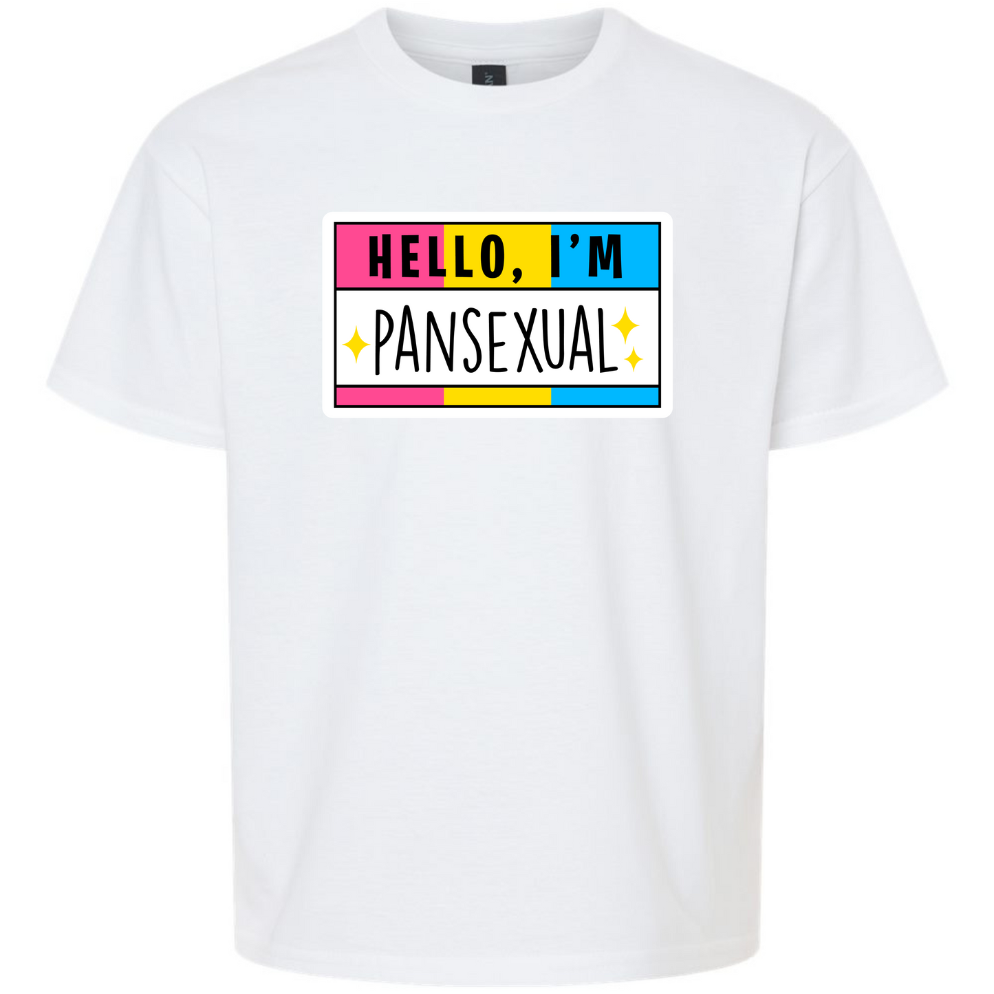 Pride LGBTQIA+ Hello I'm Gay, Trans, Lesbian, Queer, Pansexual, Nonbinary, Bisexual T-Shirt