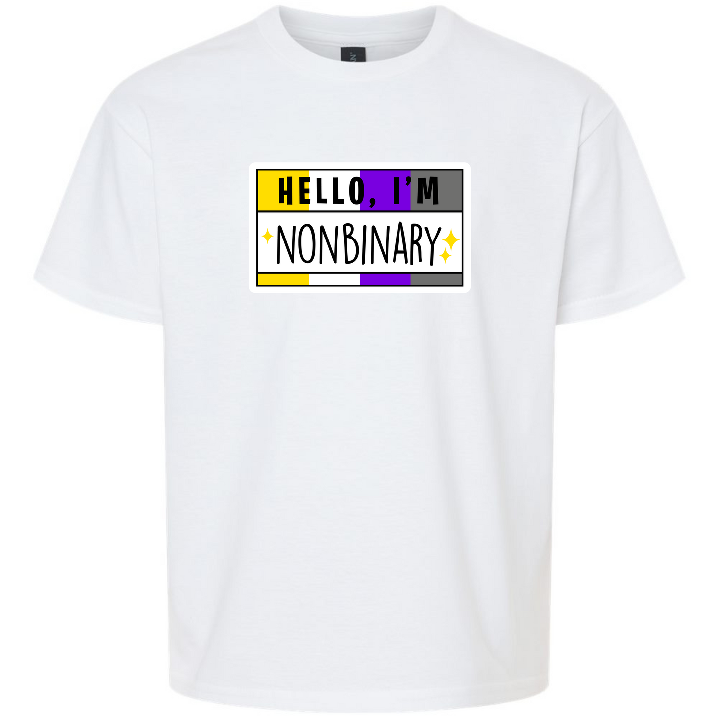 Pride LGBTQIA+ Hello I'm Gay, Trans, Lesbian, Queer, Pansexual, Nonbinary, Bisexual T-Shirt