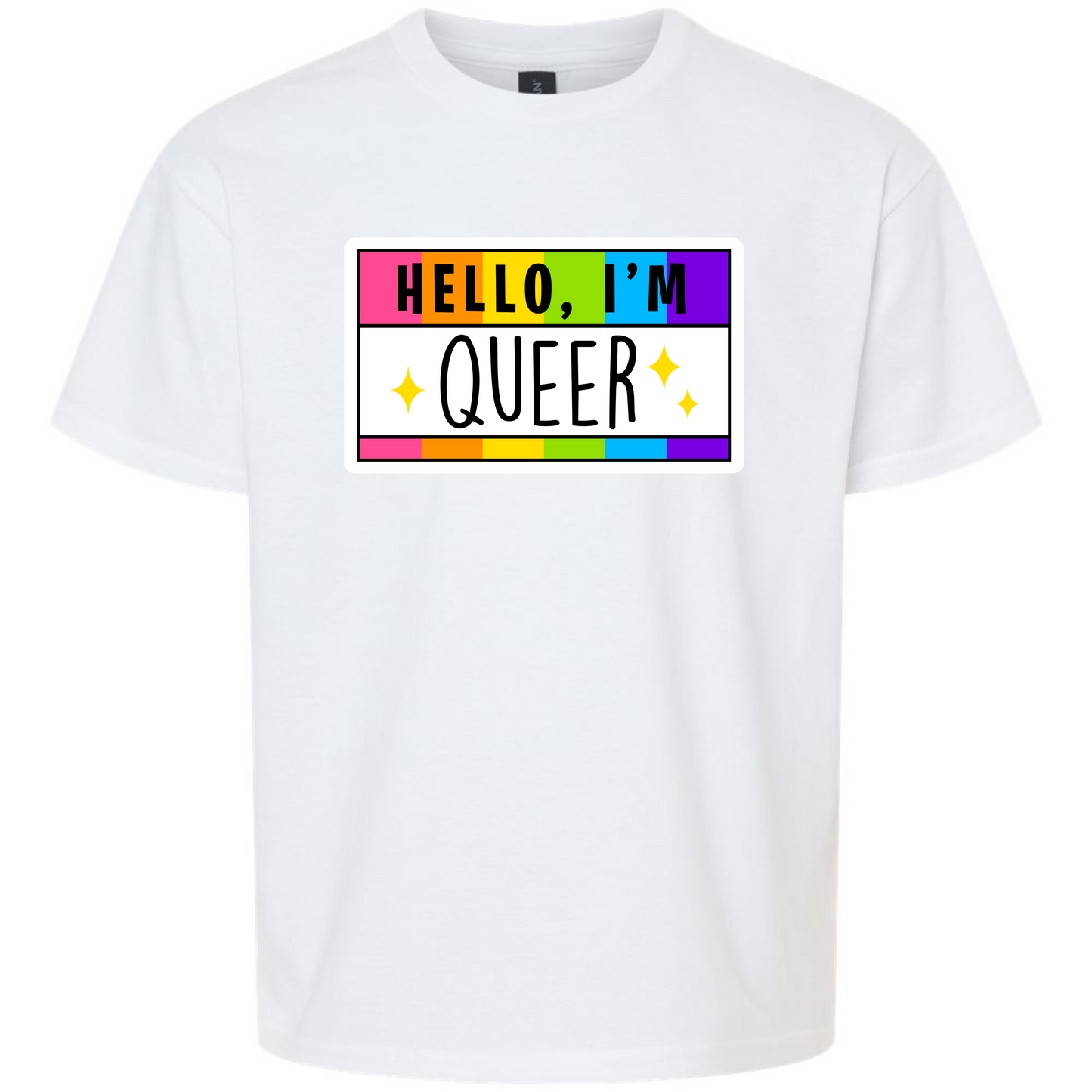 Pride LGBTQIA+ Hello I'm Gay, Trans, Lesbian, Queer, Pansexual, Nonbinary, Bisexual T-Shirt