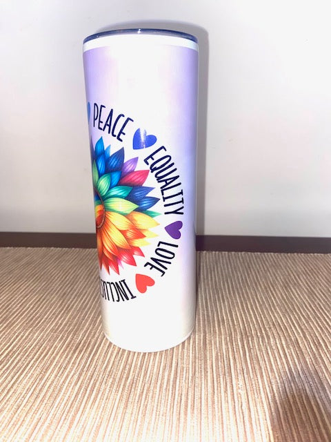 Pride Kindness, Peace, Diversity Sunflower LGBTQIA+ Tumbler