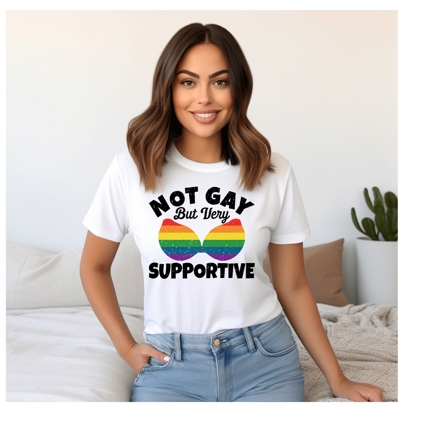 Pride LGBTQIA+ Not Gay But Very Supportive Ally T-Shirt