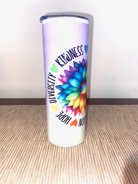Pride Kindness, Peace, Diversity Sunflower LGBTQIA+ Tumbler