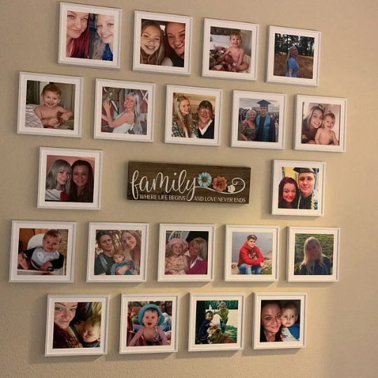 Family Where Life Begins and Love Never Ends Wooden Sign