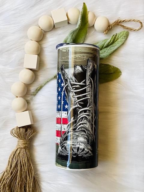 Military Boots with Flag Tumbler
