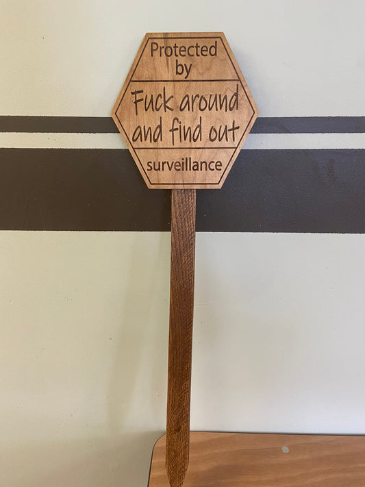 Fuck Around And Find Out Surveillance Yard Sign