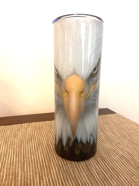 Bald Eagle Face Flag Tumbler
