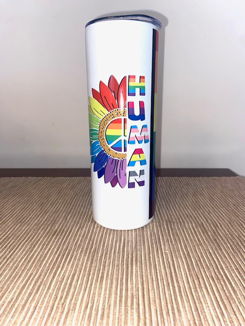 Pride Human Peace & Sunflower Progress Flag LGBTQIA+ Tumbler