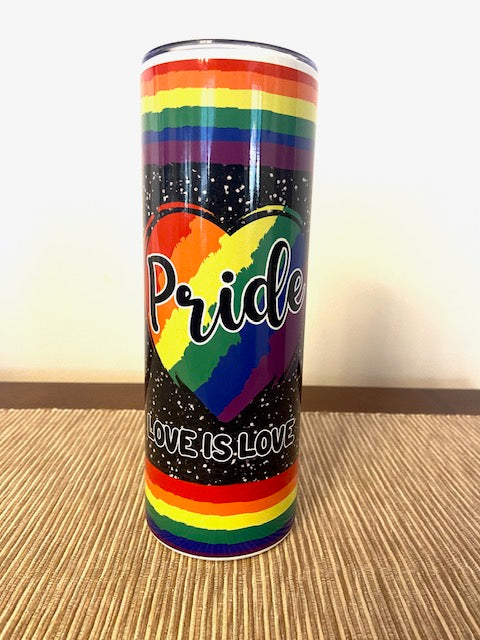 Pride Love Is Love Black Glitter  LGBTQIA+ Tumbler