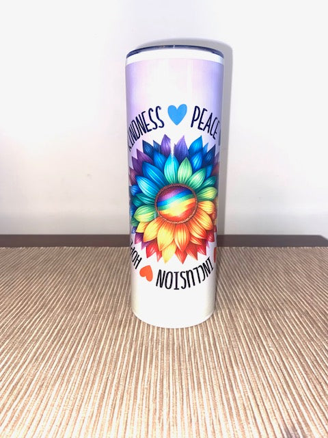 Pride Kindness, Peace, Diversity Sunflower LGBTQIA+ Tumbler