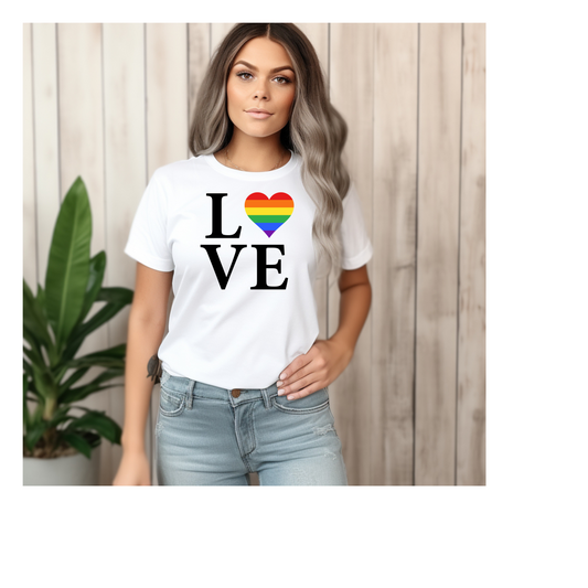 Pride LGBTQIA+ Love Heart Rainbow T-Shirt