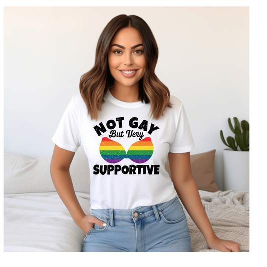 Pride LGBTQIA+ Not Gay But Very Supportive Ally T-Shirt