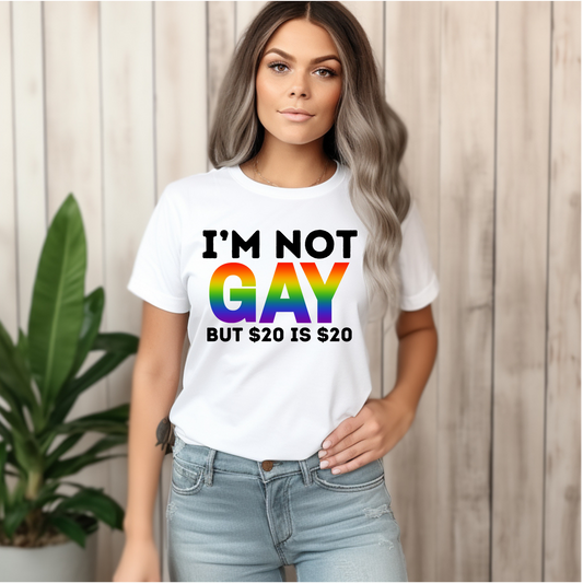Pride LGBTQIA+ I'm Not Gay But $20 is $20 T-Shirt