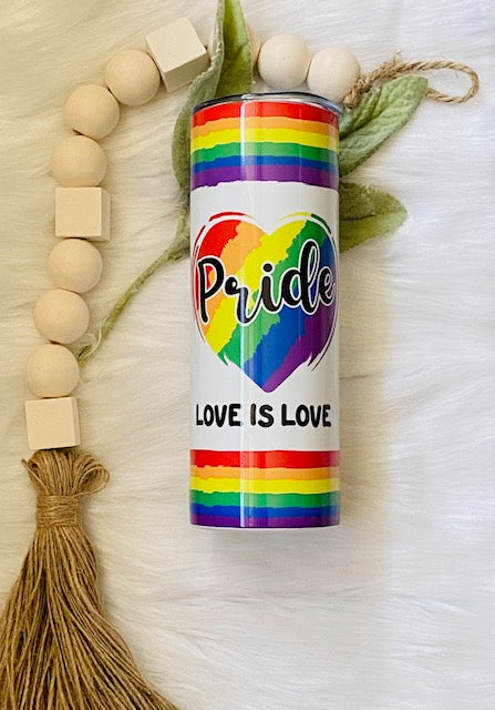 Pride Love Is Love White  LGBTQIA+ Tumbler