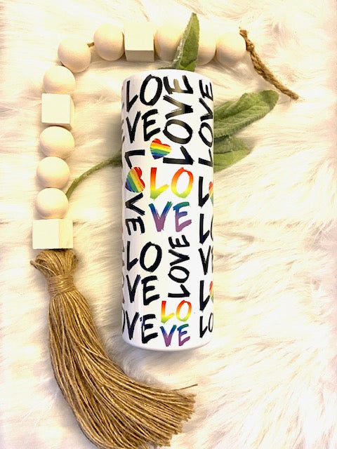 Pride Love w/ Heart Rainbow LGBTQIA+ Tumbler