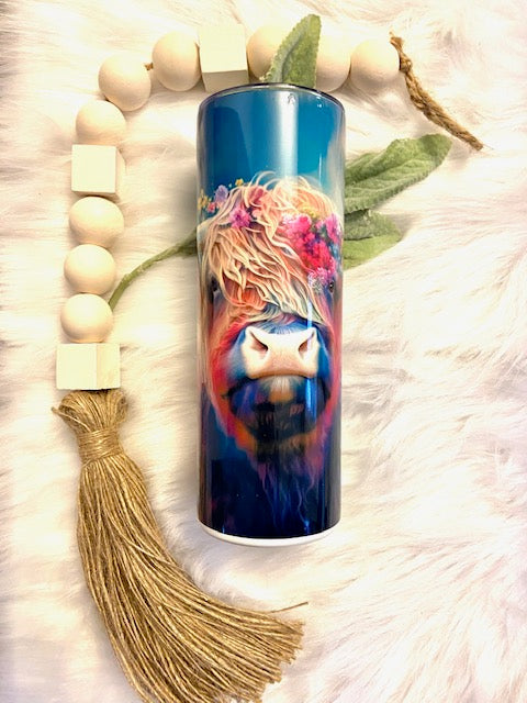 Bright Colored Highland Cow Tumbler