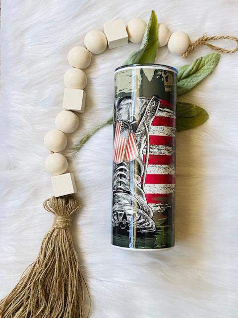 Military Boots with Flag Tumbler